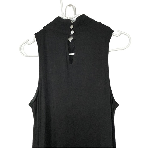 garnet Hill Black Maxi Dress, High Surplice Neckline, Button Back, Med - Picture 3 of 11